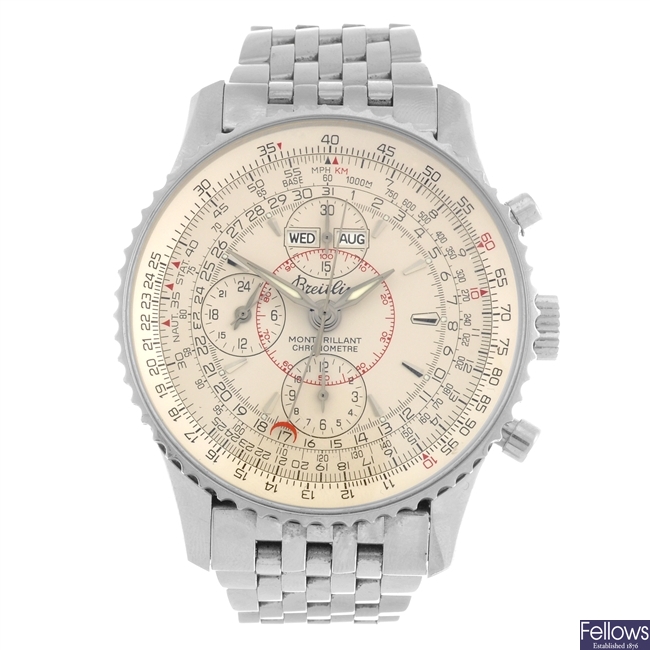(604012382) A stainless steel automatic gentleman's Breitling Datora Montbrillant bracelet watch.