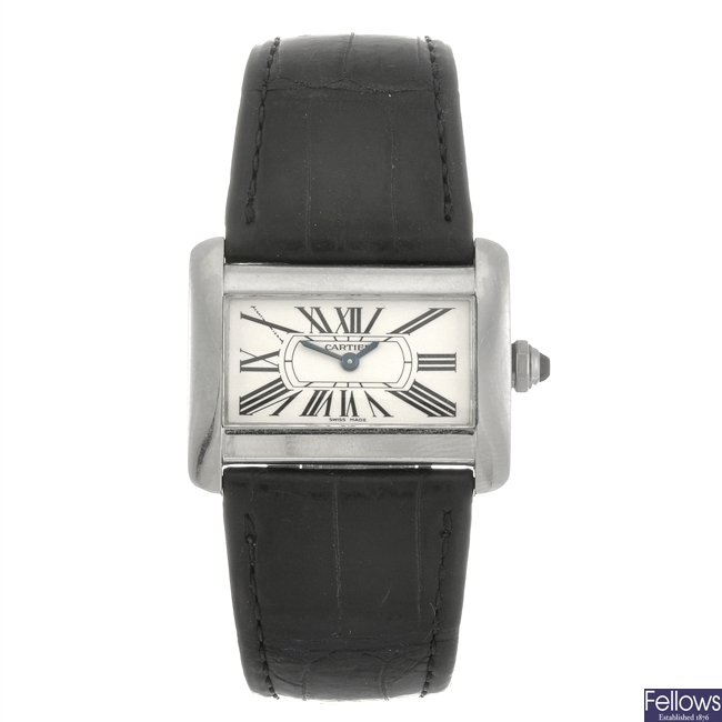 A stainless steel quartz Cartier Divan wrist watch.