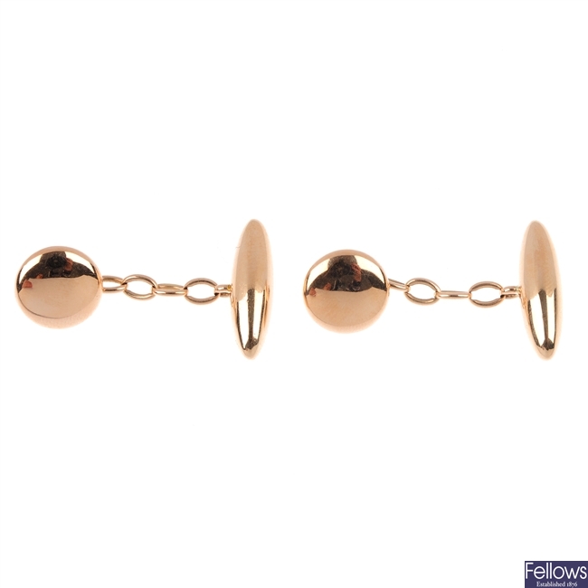 A pair of early 20th century 10ct gold cufflinks.