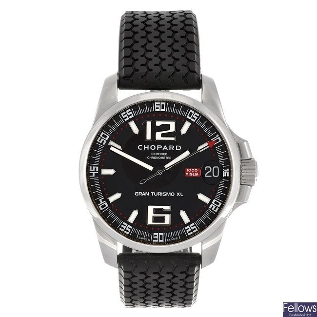 A stainless steel automatic gentleman's Chopard Mille Miglia Gran Turismo XL wrist watch.