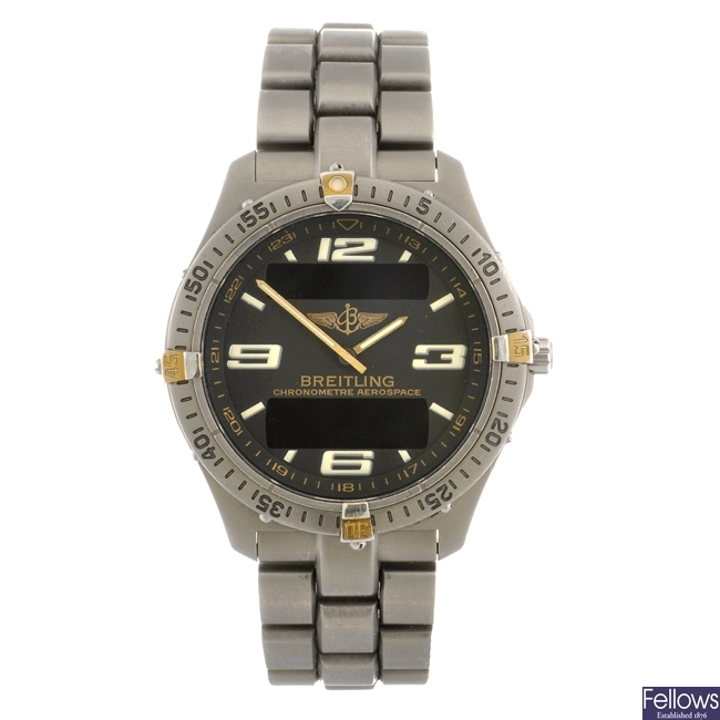 A titanium quartz gentleman's Breitling Aerospace bracelet watch.