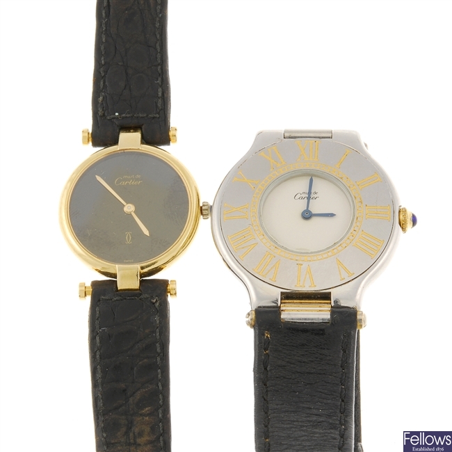 Two cartier wrist watches for repair purposes.