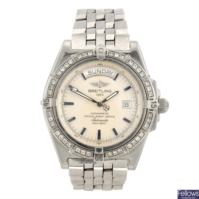 (711077545) A stainless steel automatic gentleman's Breitling Windrider Headwind bracelet watch.