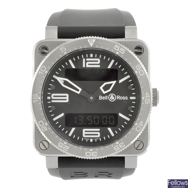 A stainless steel quartz gentleman's Bell & Ross BR03 wrist watch.