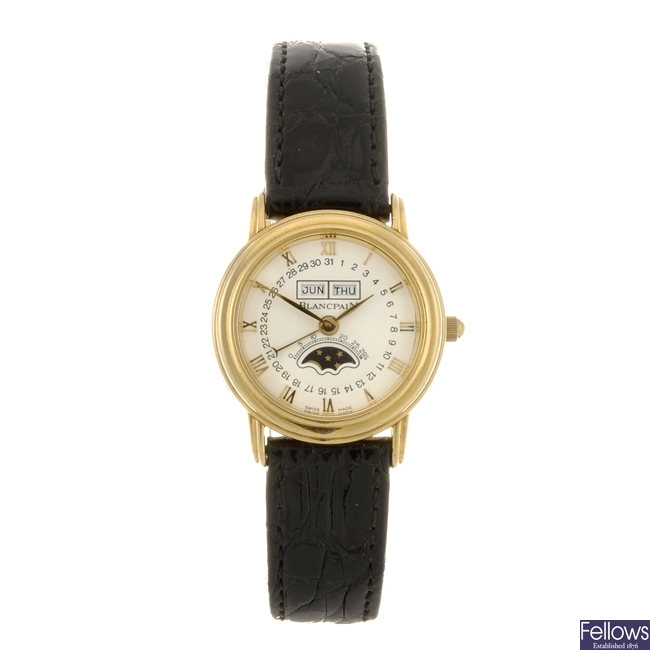 An 18k gold automatic lady's Blancpain wrist watch.