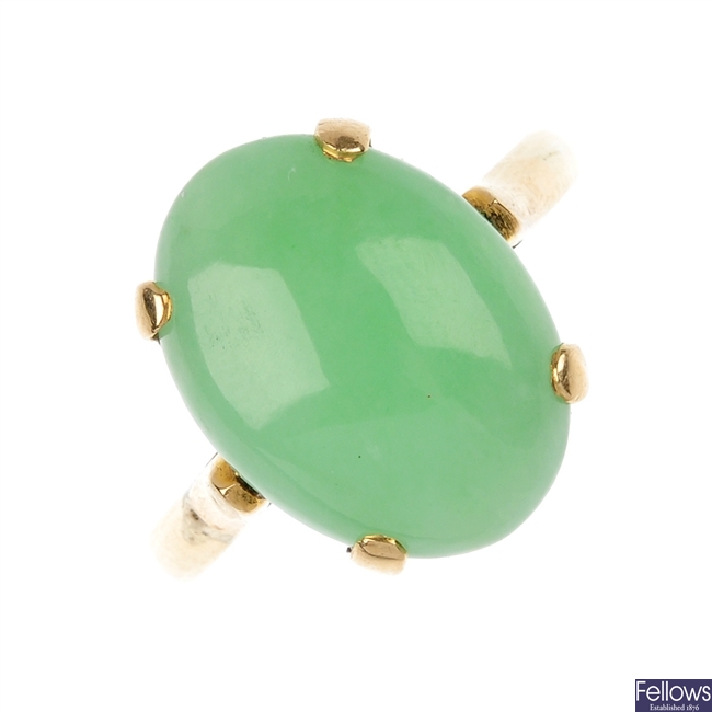 A jade single-stone ring. 