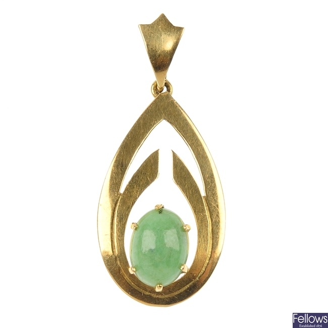 An 18ct gold gem-set pendant. 