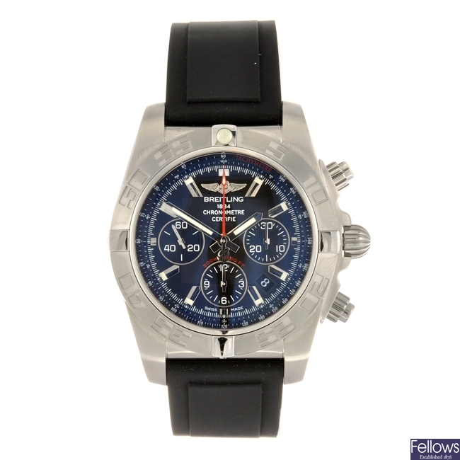 A stainless steel automatic chronograph gentleman's Breitling Chronomat 44 wrist watch