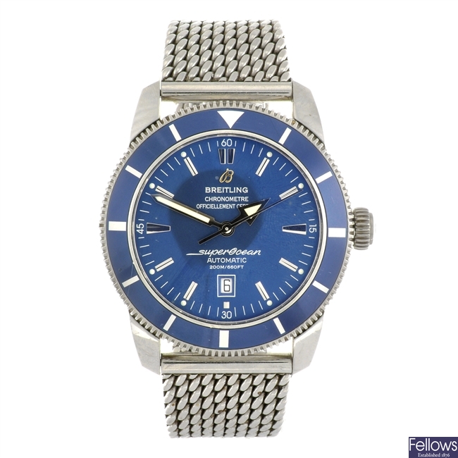 A stainless steel automatic gentleman's Breitling SuperOcean Heritage 46 bracelet watch.