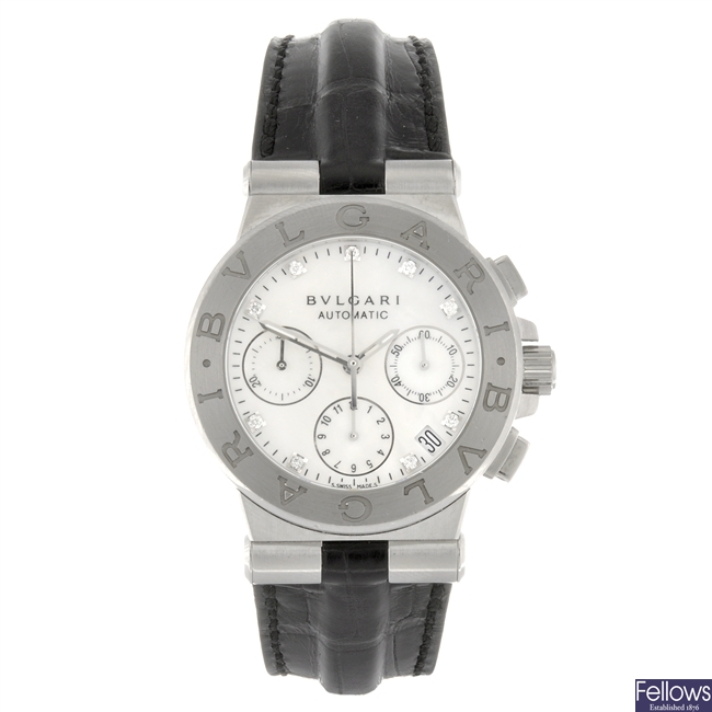 A stainless steel automatic chronograph gentleman's Bulgari Bulgari wrist watch.