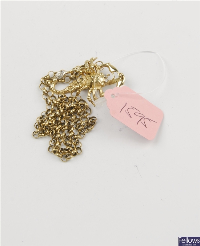 (960000423)  belcher necklace, ring pendant