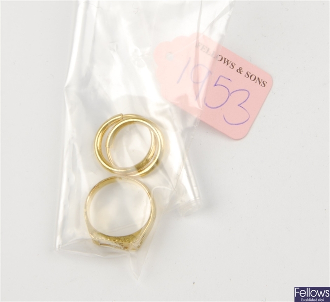 (116192644) 22ct hoop earrings, bracelet family ring