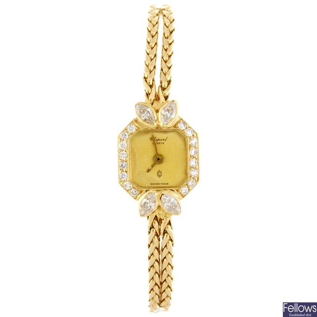 An 18k gold quartz lady's Chopard bracelet watch.