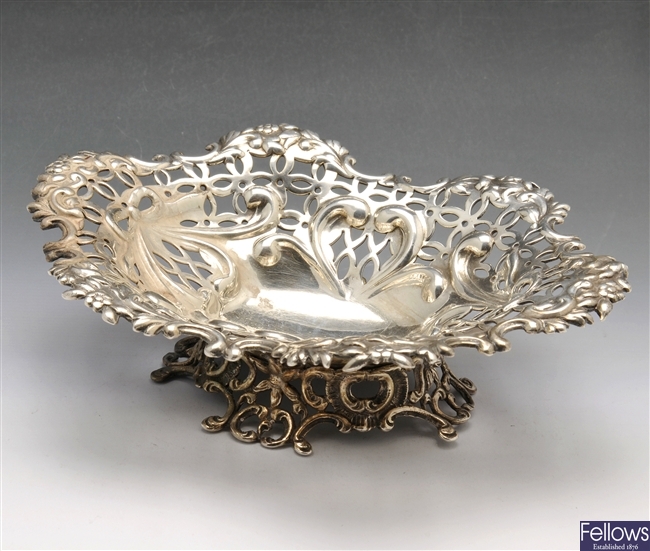 A late Victorian silver sweetmeat dish.