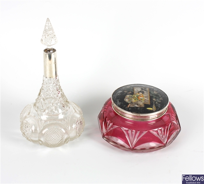 A Victorian silver mounted cut glass scent bottle