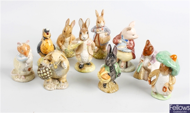 A large collection of Beatrix Potter collectors figures to include examples by Beswick, Royl