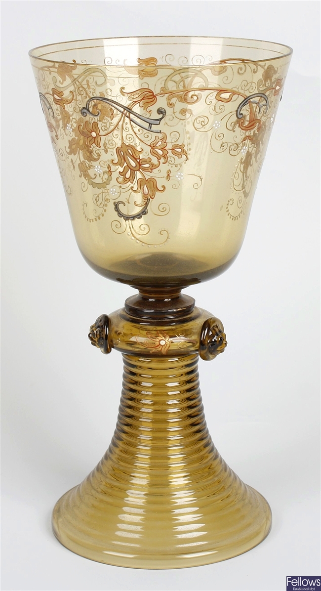 A group of enamelled glassware