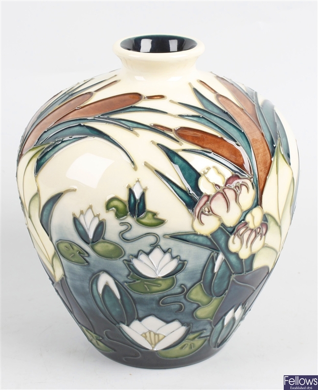 A Moorcroft pottery 'Bullrushes' pattern vase