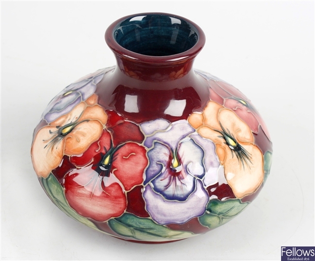 A Moorcroft pottery 'Pansy' pattern vase
