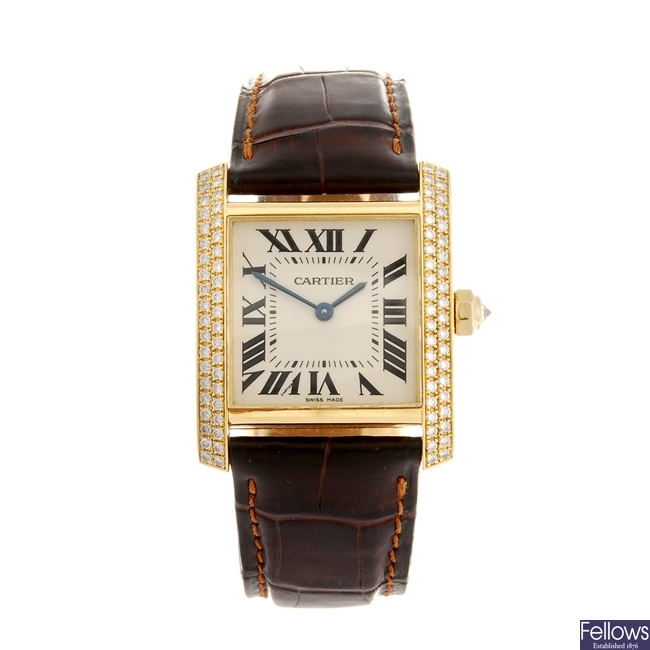 (919007532) An 18k gold quartz Cartier Tank Francaise wrist watch.