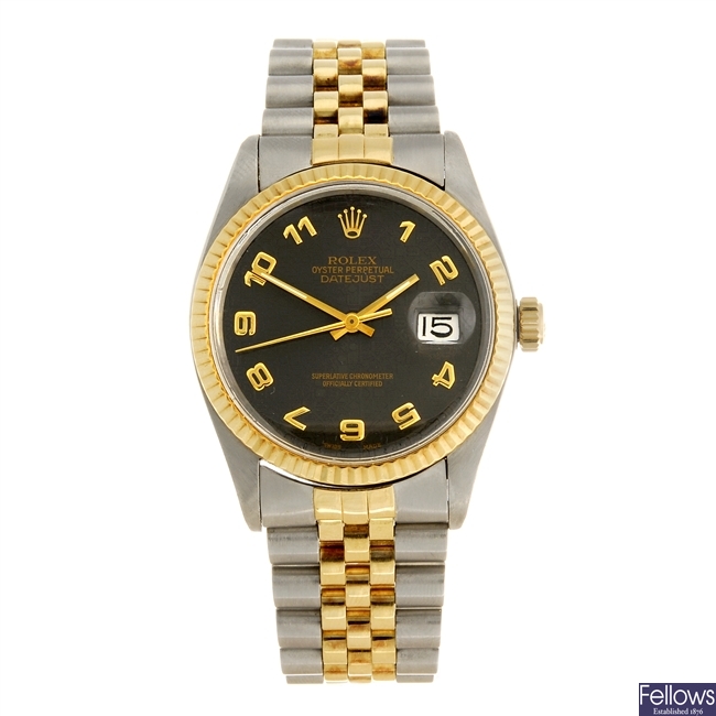 (919009710) A bi-metal automatic gentleman's Rolex Datejust bracelet watch.