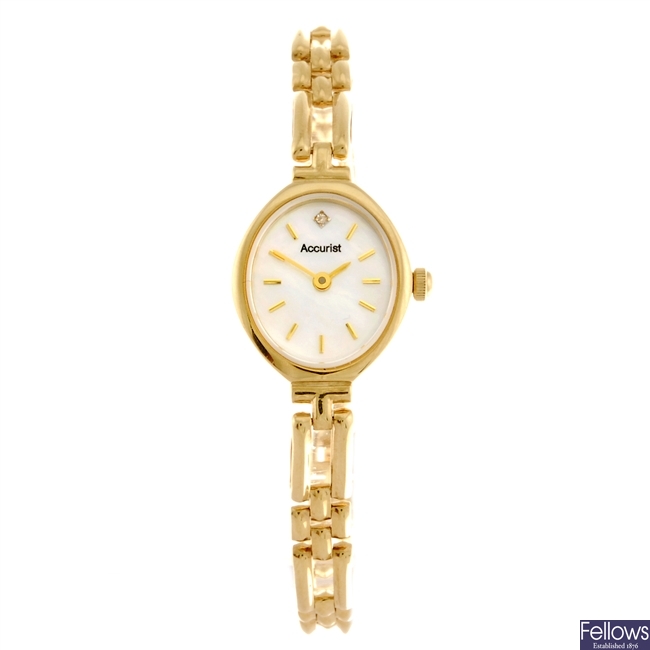 (121083515) A 9k gold quartz lady's Accurist bracelet watch.