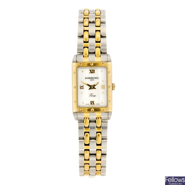 (602038834) A bi-colour quartz lady's Raymond Weil Tango wrist watch.