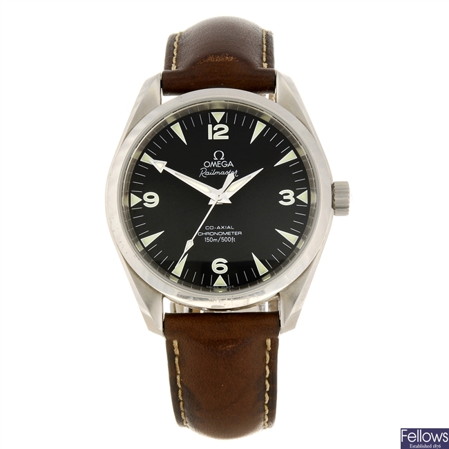 (506025200) A stainless steel automatic gentleman's Omega Aqua Terra Railmaster wrist watch.
