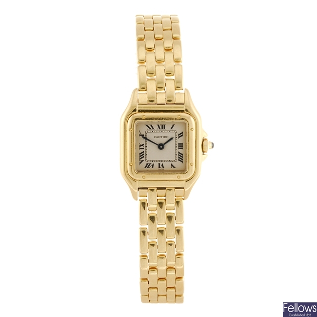 (706008237) An 18k gold quartz Cartier Panthere bracelet watch.