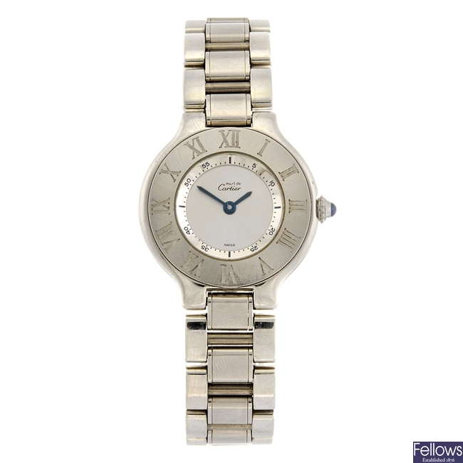 (307093023) A stainless steel quartz Cartier Must De Cartier 21 bracelet watch.
