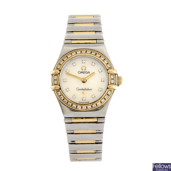 (307094474) A bi-metal quartz lady's Omega Constellation bracelet watch.