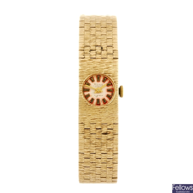 (802023715) A 9ct gold manual lady's bracelet watch.