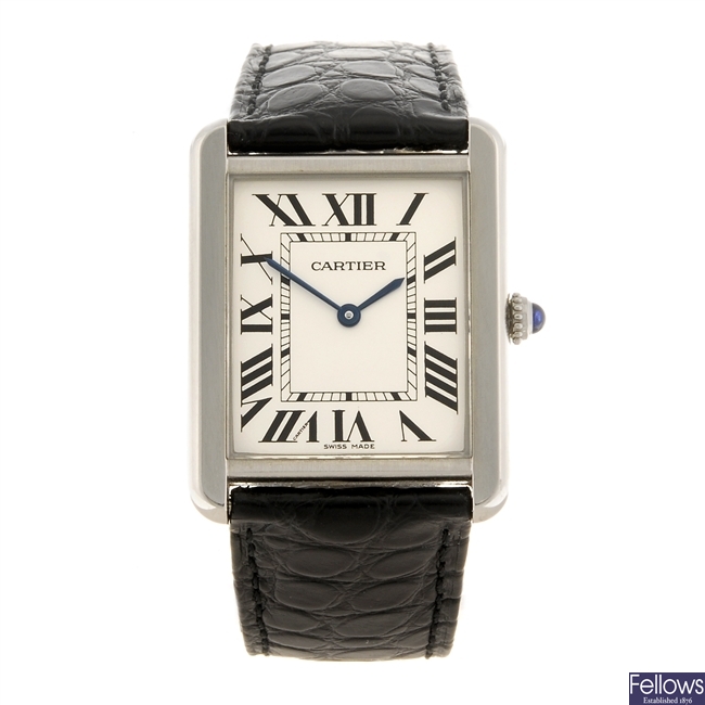 (701014173) A stainless steel quartz Cartier Tank Solo wrist watch.