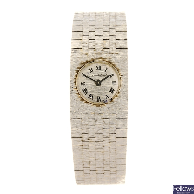 (131145188) A 9ct white gold manual wind lady's Bueche-Girod bracelet watch.