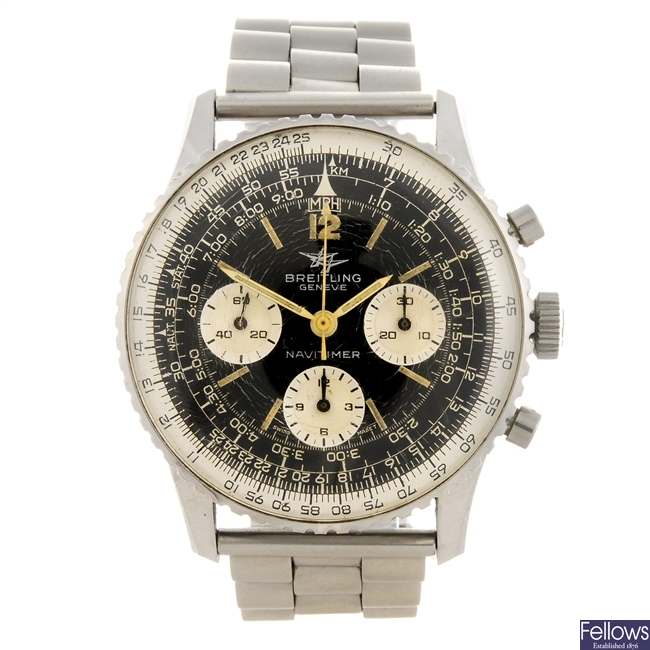 A stainless steel manual wind chronograph gentleman's Breitling Navitimer 806  bracelet watch.