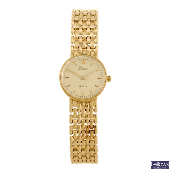 (508014382) A 9k gold quartz lady's Geneve bracelet watch.