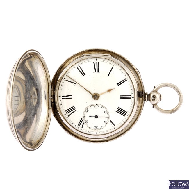 A silver key wind full hunter pocket watch by Arthur Turrall, Coventry.