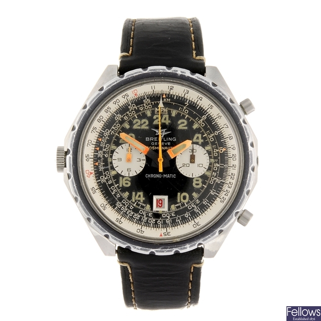 A stainless steel automatic chronograph gentleman's Breitling Cosmonaute wrist watch.