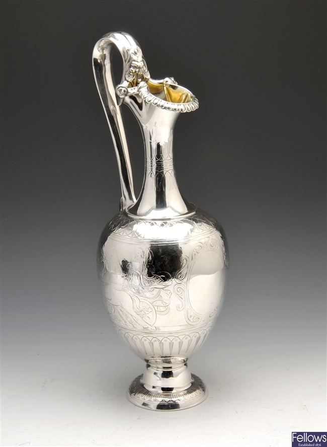 A Victorian silver claret jug.