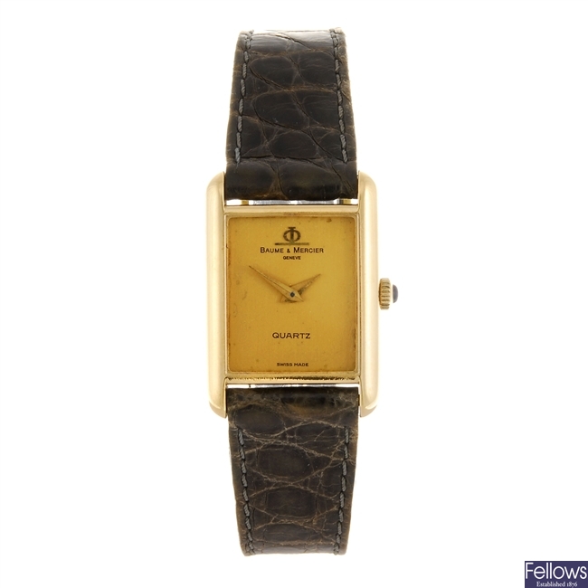 An 18k gold quartz lady's Baume & Mercier wrist watch.