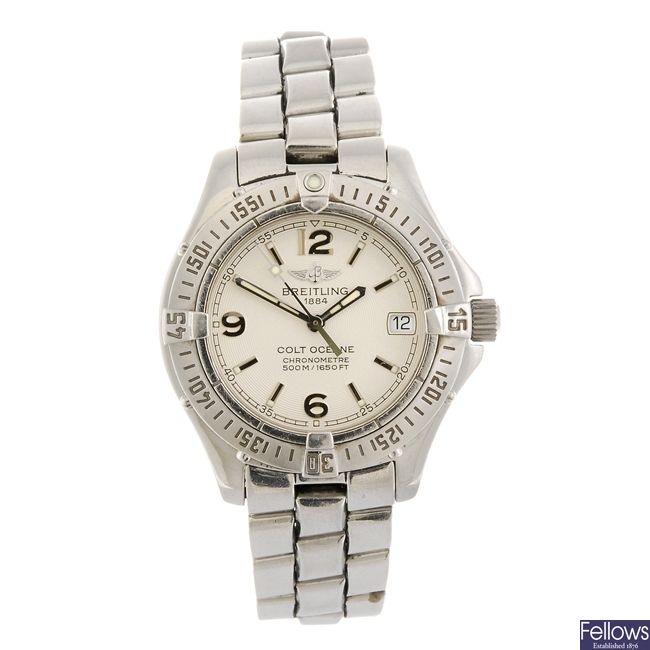 A stainless steel quartz lady's Breitling Colt Oceane bracelet watch.