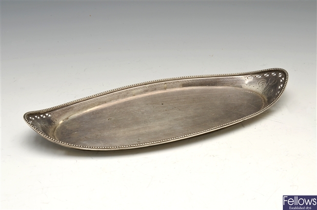 A George III silver oval tray.