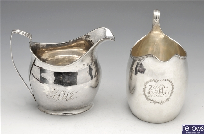 Two George III silver cream jugs.