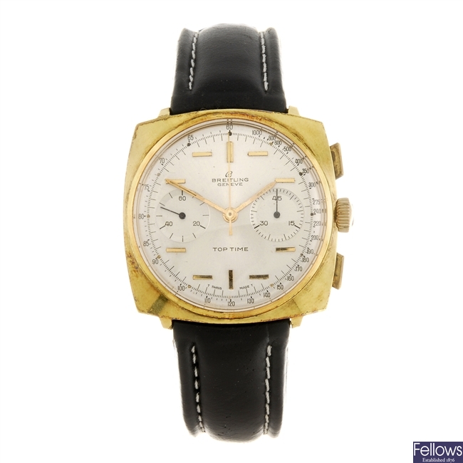 A gold plated manual wind chronograph gentleman's Breitling Top Time wrist watch.