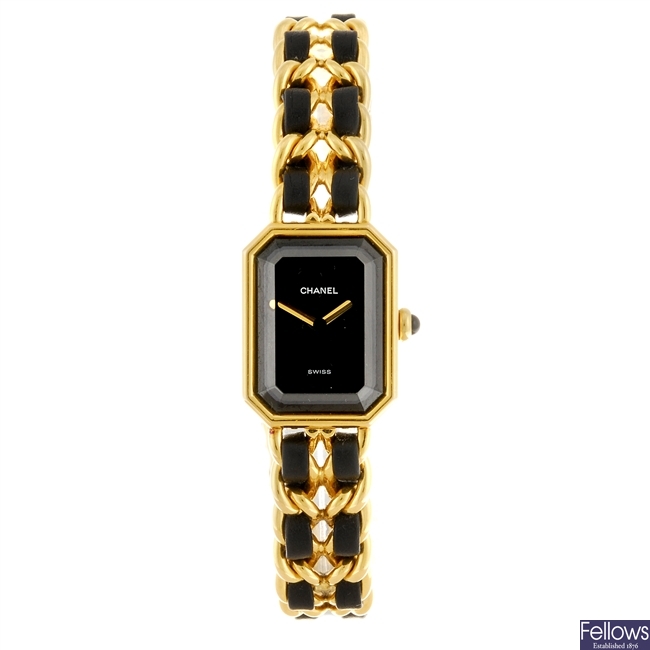 A gold plated quartz lady's Chanel bracelet watch.