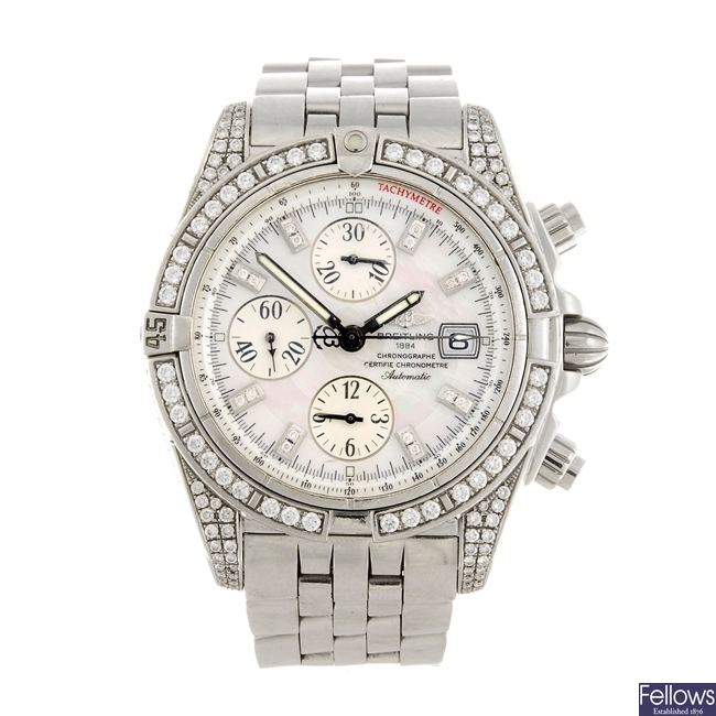 A stainless steel automatic chronograph gentleman's Breitling Chronomat Evolution bracelet watch.