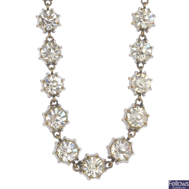 An early 20th century paste riviera necklace.