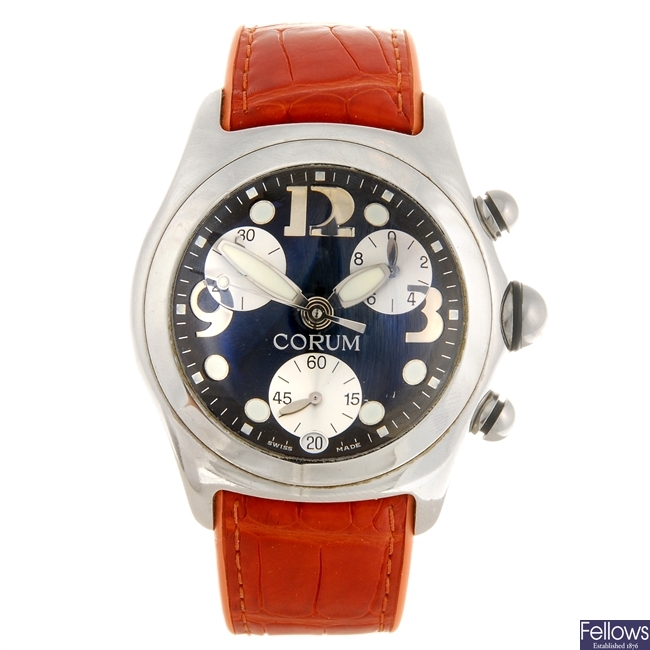 A stainless steel quartz chronograph gentleman's Corum Bubble wrist watch.