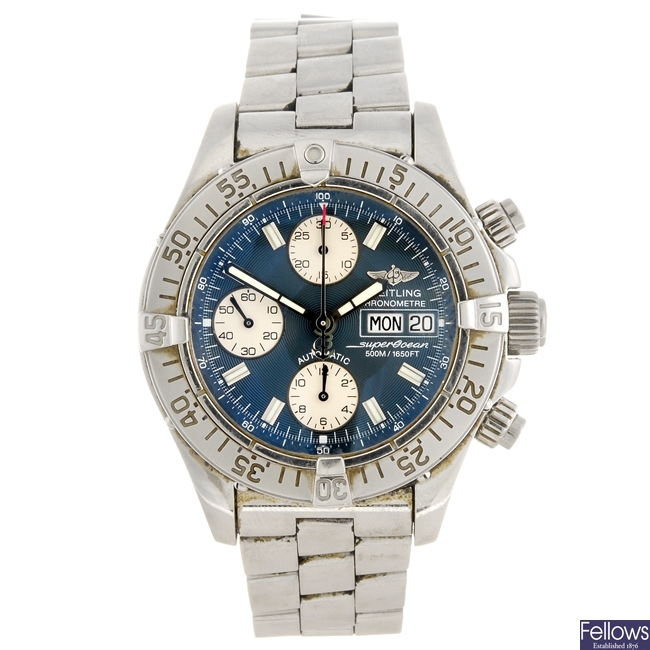 (973018300) A stainless steel automatic gentleman's Breitling SuperOcean bracelet watch.
