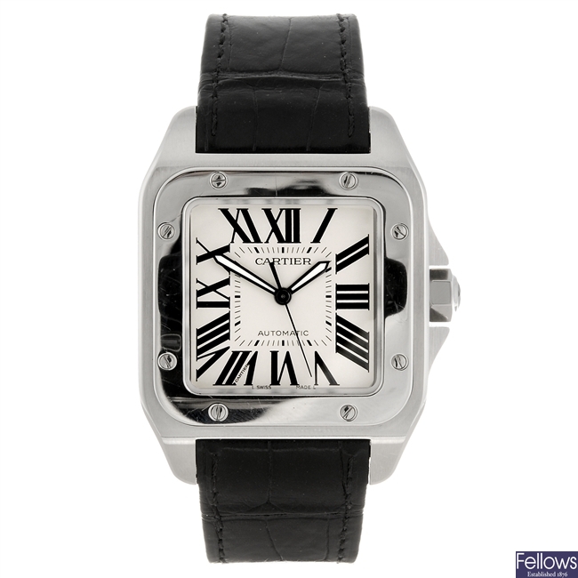 (956000813) A stainless steel automatic Cartier Santos 100 bracelet watch.